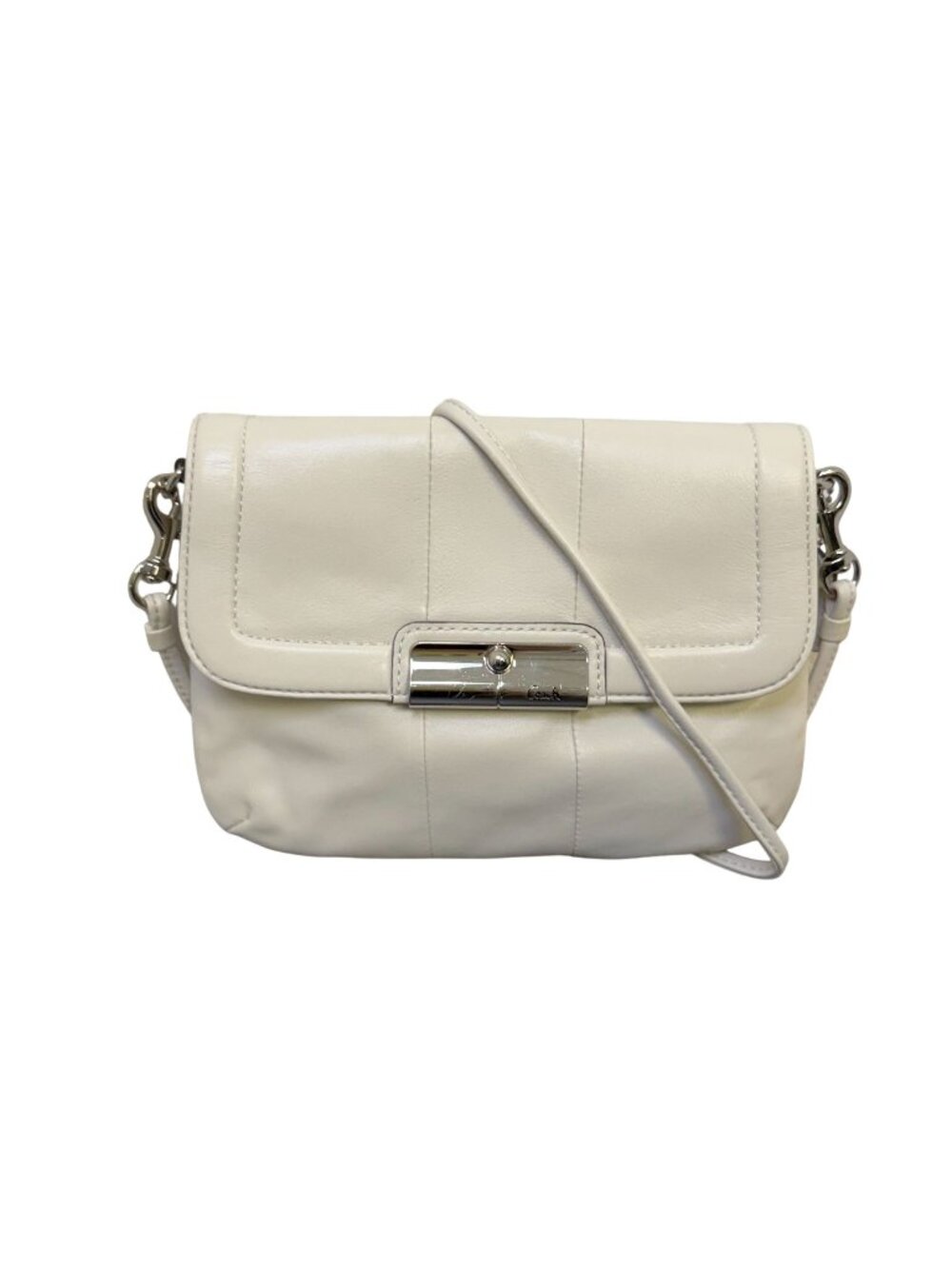 Coach Crossbody Bag Cream Leather With Silver Hardware